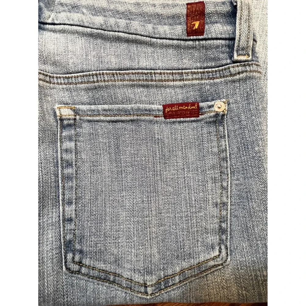 7 For All Mankind Seamed Flare Jeans Light Wash Split‎ Hem Size 31